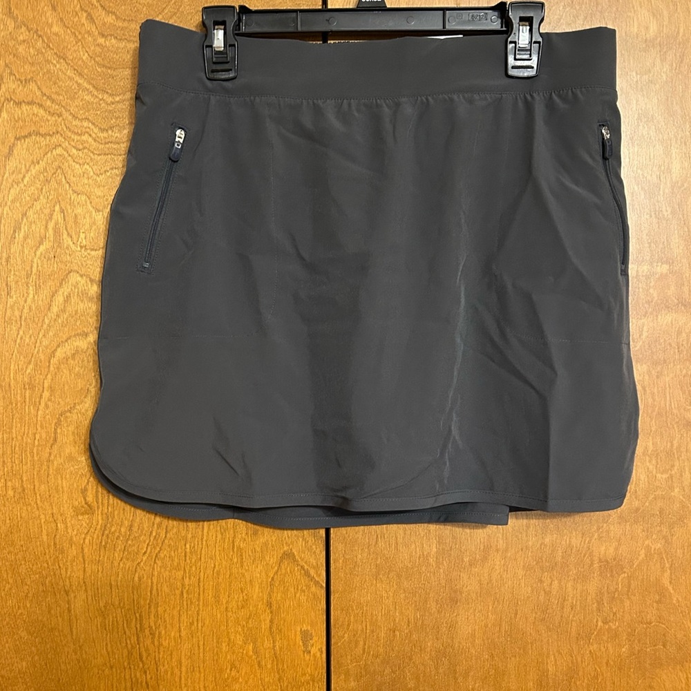 NWT Tek Gear grey swim skort w/zippered side pockets & elastic waist L bonus top - Picture 3 of 16